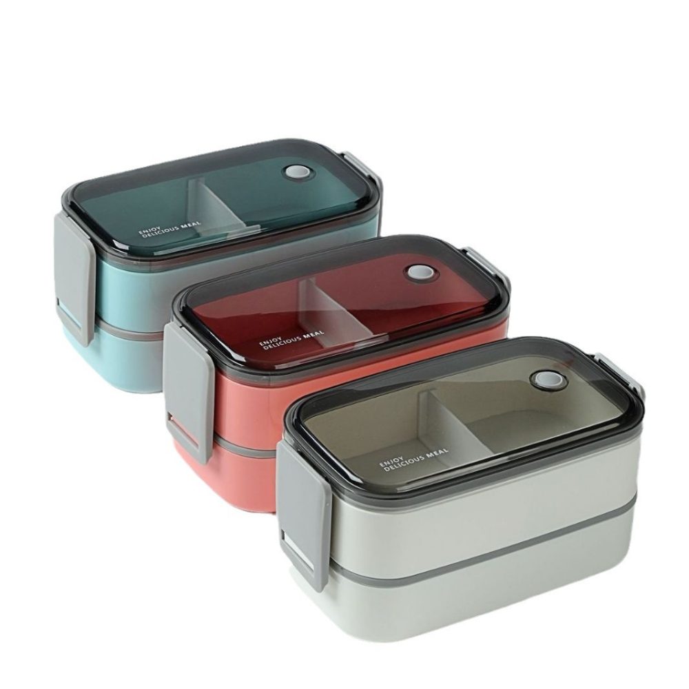 2 Layers Lunch Box Food Container with Visible Lid