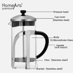 Cafetera Francesa Press Coffee Heat Resistant Glass Teapot With Removable Infuser Prensa Francesa French Press - Image 2