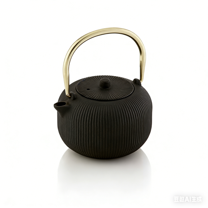 Rose gold metal handle cast iron teapot
