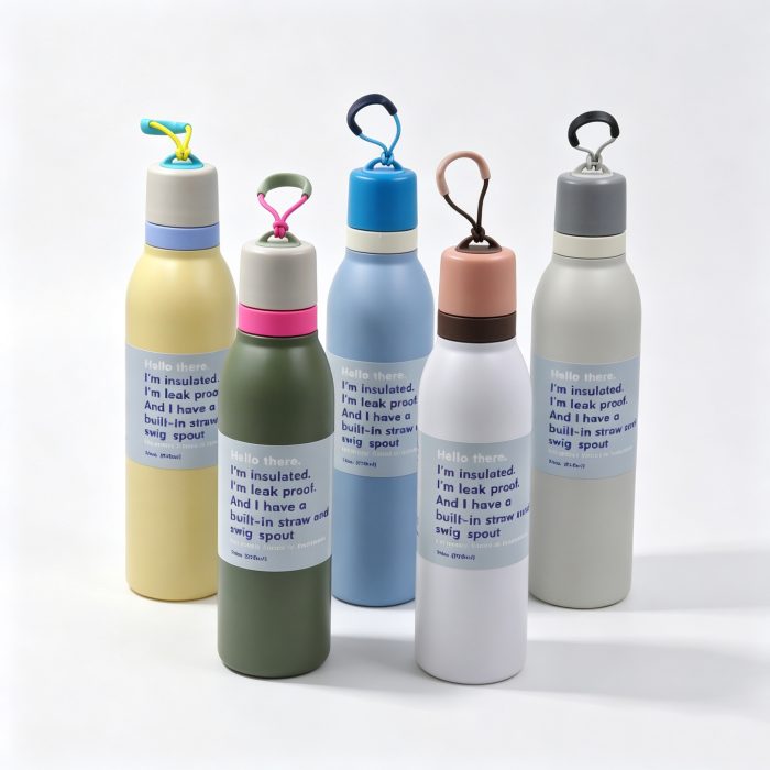 530ml 720ml Dual‑drink Insulated Water Bottle Stainless Steel Flask Built‑in Straw Swig Spout Detachable Carry Rope Custom Logo