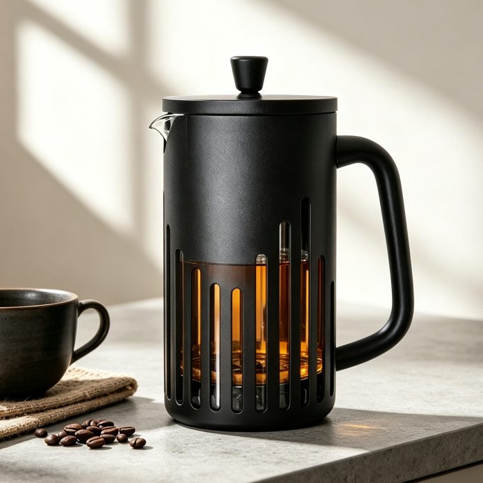 French Press Coffee & Tea Maker | Borosilicate Glass with Hollow Plastic Frame