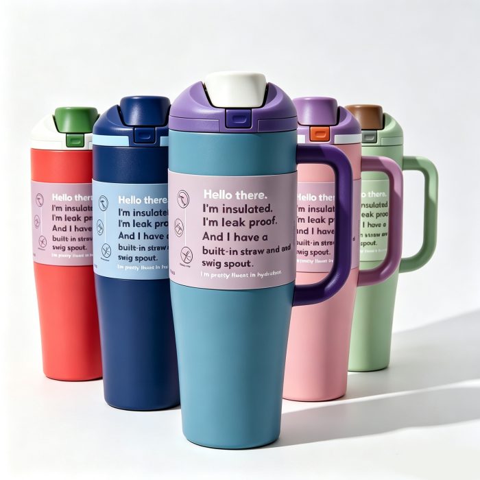 304 Stainless Steel Tumbler With Handle Double Wall Insulated Travel Mug Straw & Sip 2‑in‑1 Lid Leak Proof Portable Outdoor Coffee Water Cup