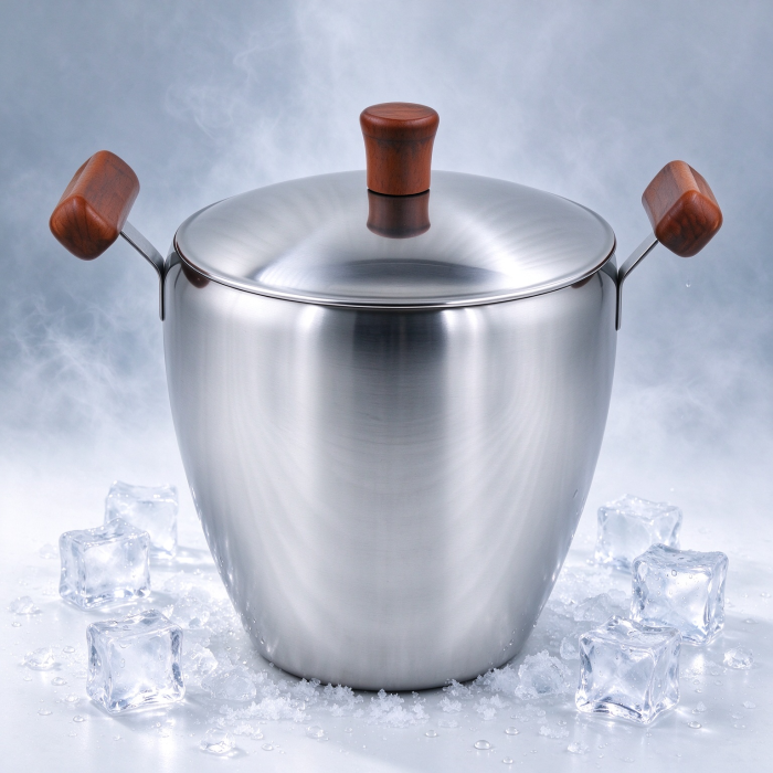 Double Wall Vacuum Insulated Stainless Steel Ice Bucket, 1500ml, Sustainable Design, Ideal for Parties & Home Bar